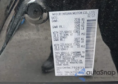 2017 Nissan Rogue Sl из США, поврежденный, VIN 5N1AT2MT9HC792635